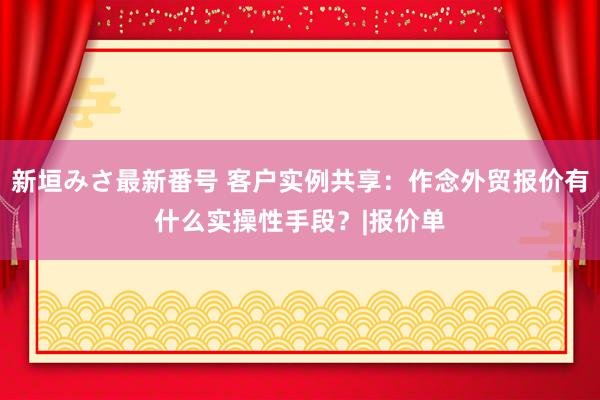 新垣みさ最新番号 客户实例共享：作念外贸报价有什么实操性手段？|报价单