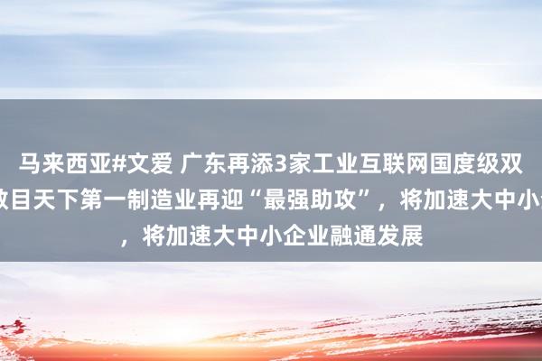 马来西亚#文爱 广东再添3家工业互联网国度级双跨平台 新增数目天下第一制造业再迎“最强助攻”，将加速大中小企业融通发展