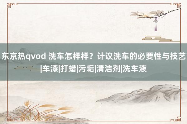 东京热qvod 洗车怎样样？计议洗车的必要性与技艺|车漆|打蜡|污垢|清洁剂|洗车液